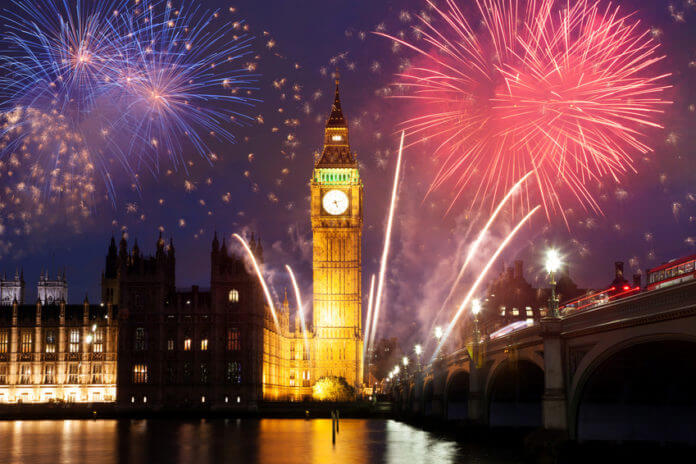 New Year Explosive fireworks display Big Ben